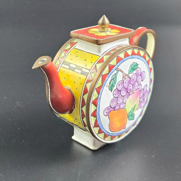 Miniature Enameled Teapot – Fruits Design – 3.5" Tall - Picture 12 of 12